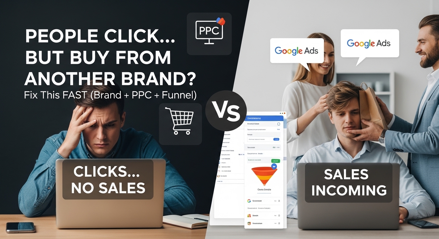 Feature image showing ecommerce ads getting clicks but customers buying from a competitor brand