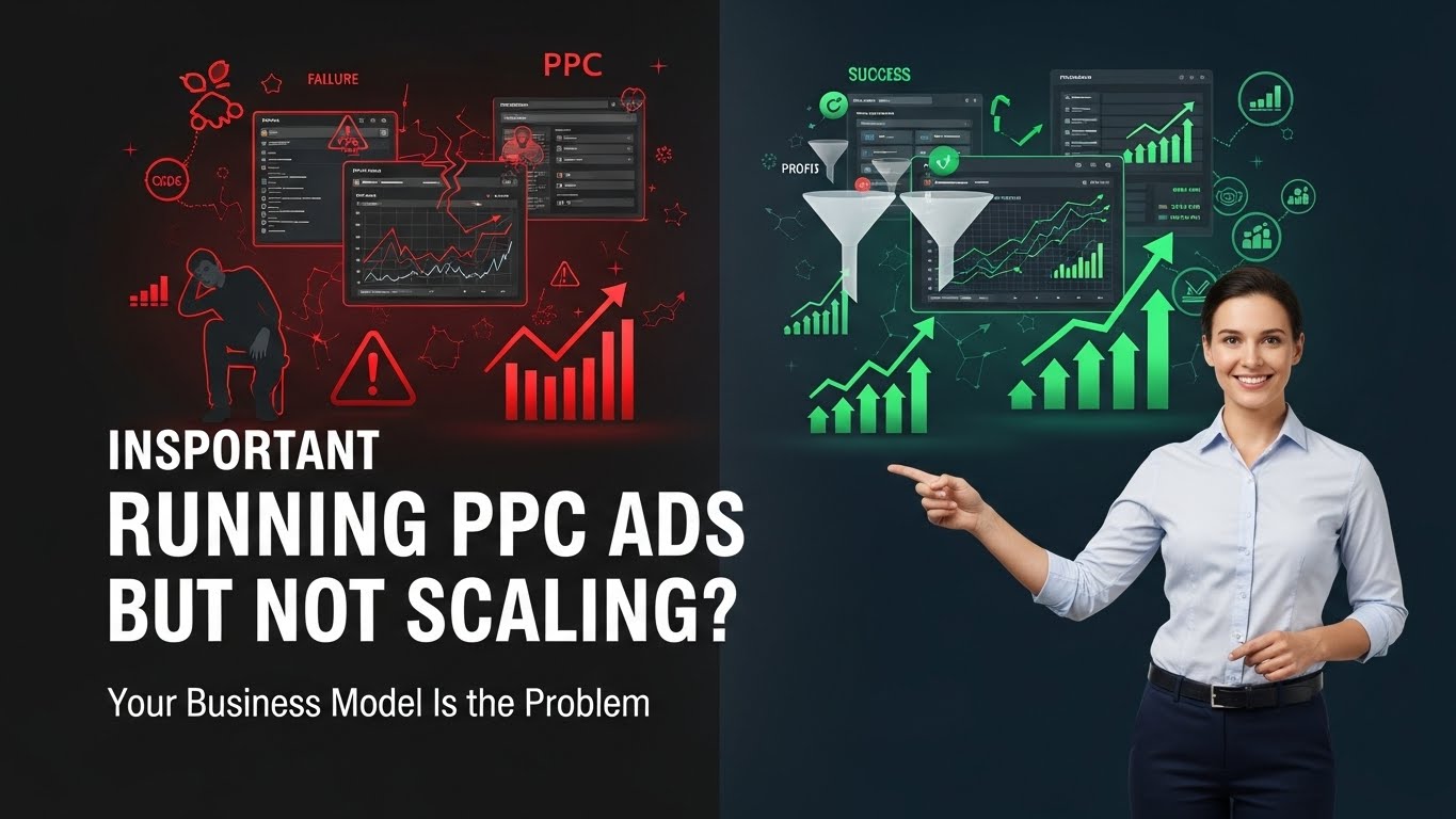 PPC business model strategy showing why paid ads fail without a scalable and profitable business model, highlighting growth, profitability, and conversion optimization