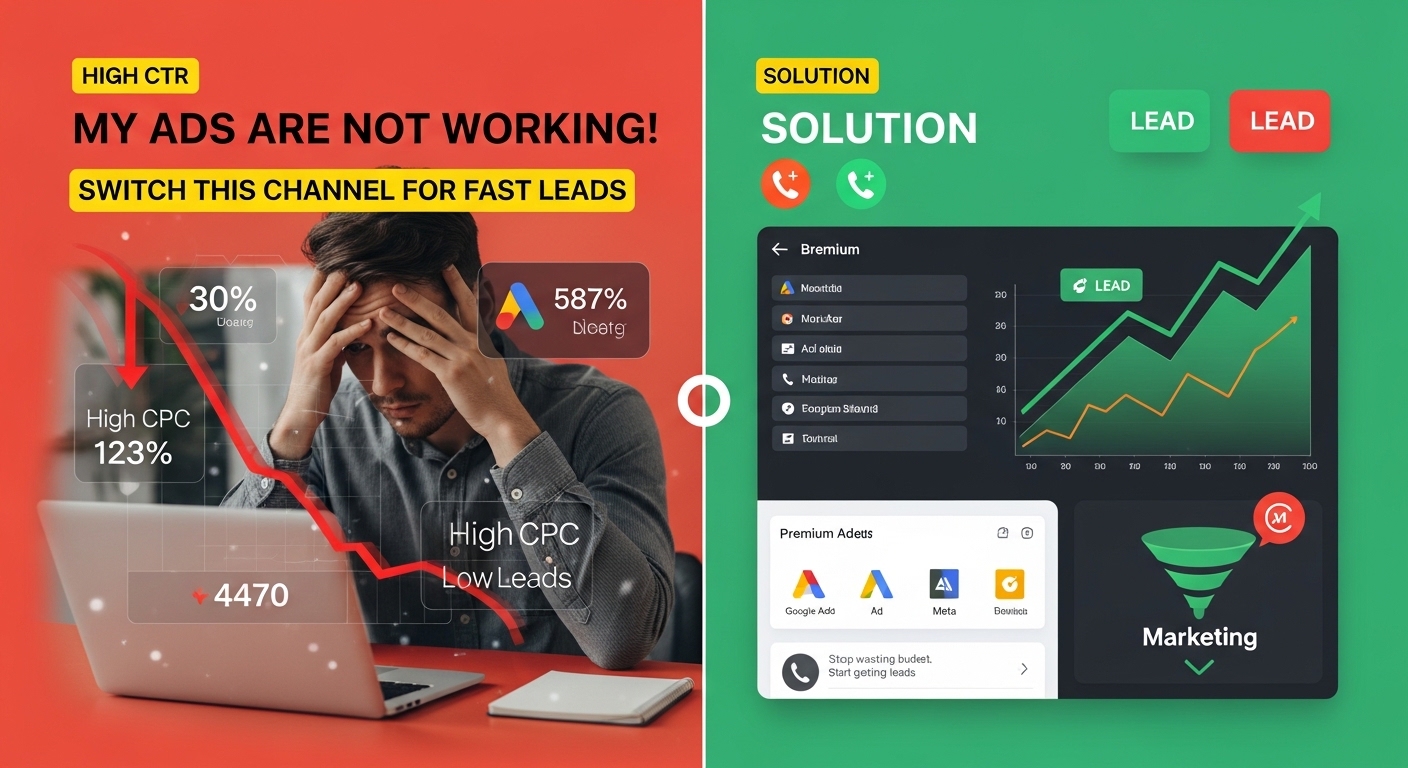 business owner fixing ads by switching marketing channel for fast leads