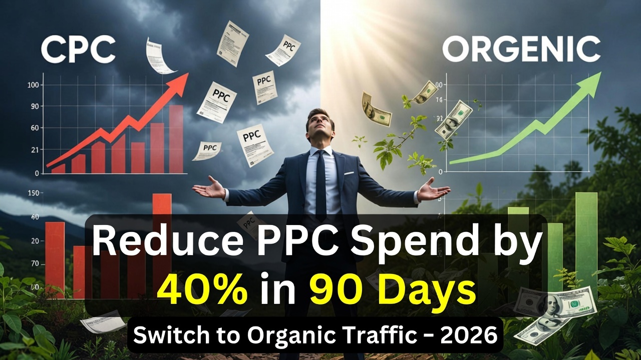 Avishek showing how to reduce PPC spend by 40% in 90 days with organic traffic - 2026 Guide